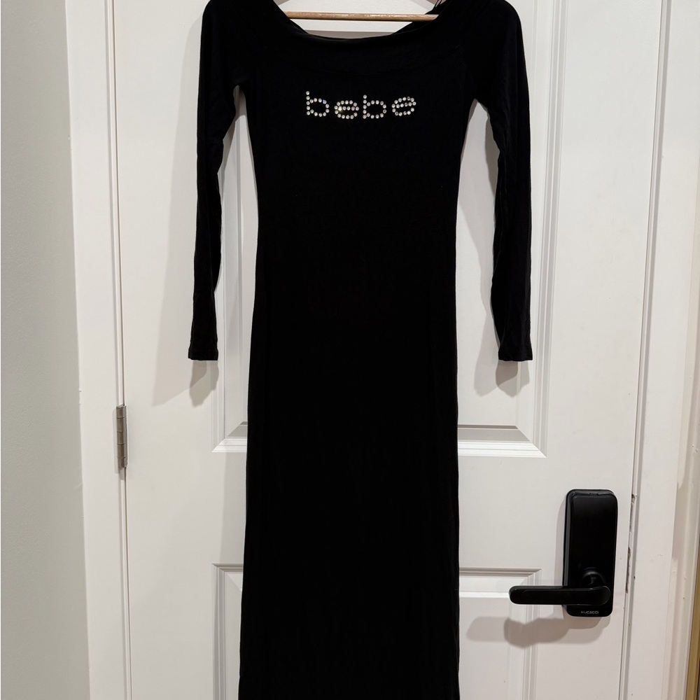 Bebe Black Long Sleeve Maxi Dress